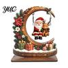 Compact Festive Tabletop Accents Wooden Christmas Tree Ornament, Santa Snowman Reindeer Crescent Moon Swing Desktop Ornament Decor for Home