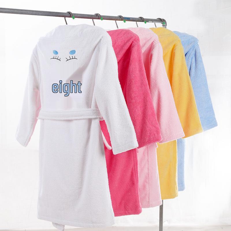 Мультяшный махровый халат с капюшоном из чистого хлопка для детей: Идеально для осенне-зимних купаний, плавания или посещения горячих источников