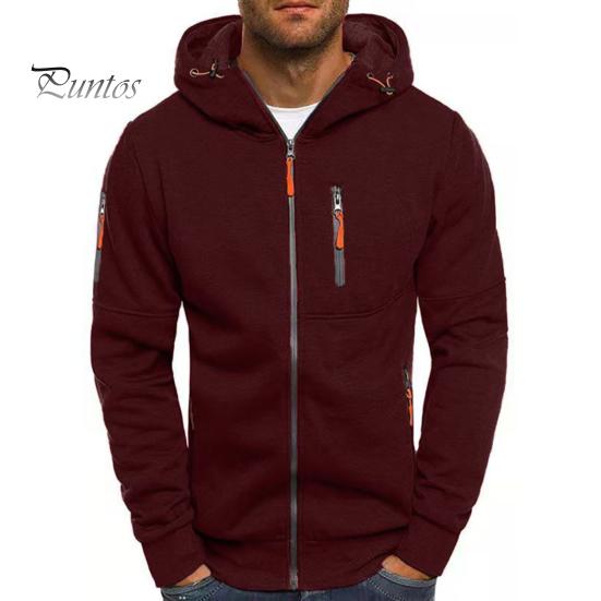 Мужская толстовка с капюшоном для фитнеса на весну и осень с карманами на молнии, кардиган на молнии, плотное однотонное повседневное пальто с эластичными манжетами и подолом, куртка для путешествий и работы