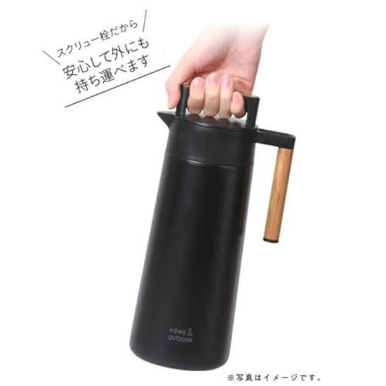 Термопот Pearl Metal 1.1L 1100ml Нержавеющая сталь Полный вакуум Двойная стенка Ручка Подходит для использования на улице Белый HC-12