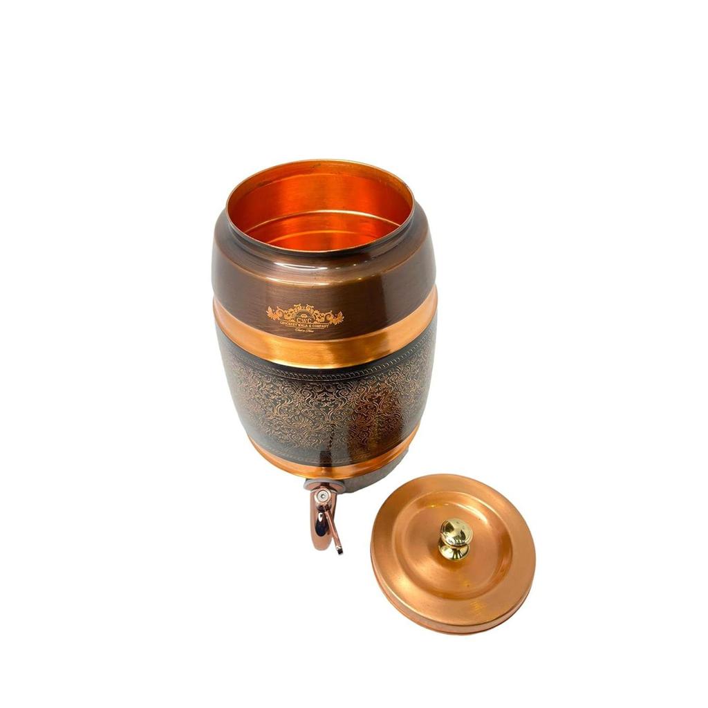 Pure Copper Dispenser 5 Litres Antique Itched Design