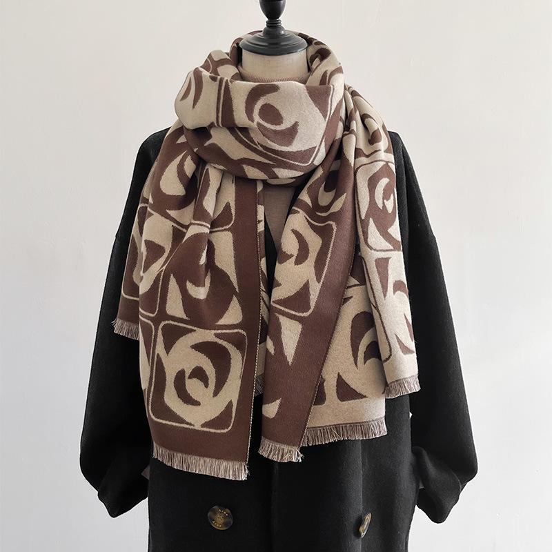 Дизайн Кашемировые женские зимние шали шарф пашминовые накидки женская мода цветочные толстые теплые одеяла эшарп пончо