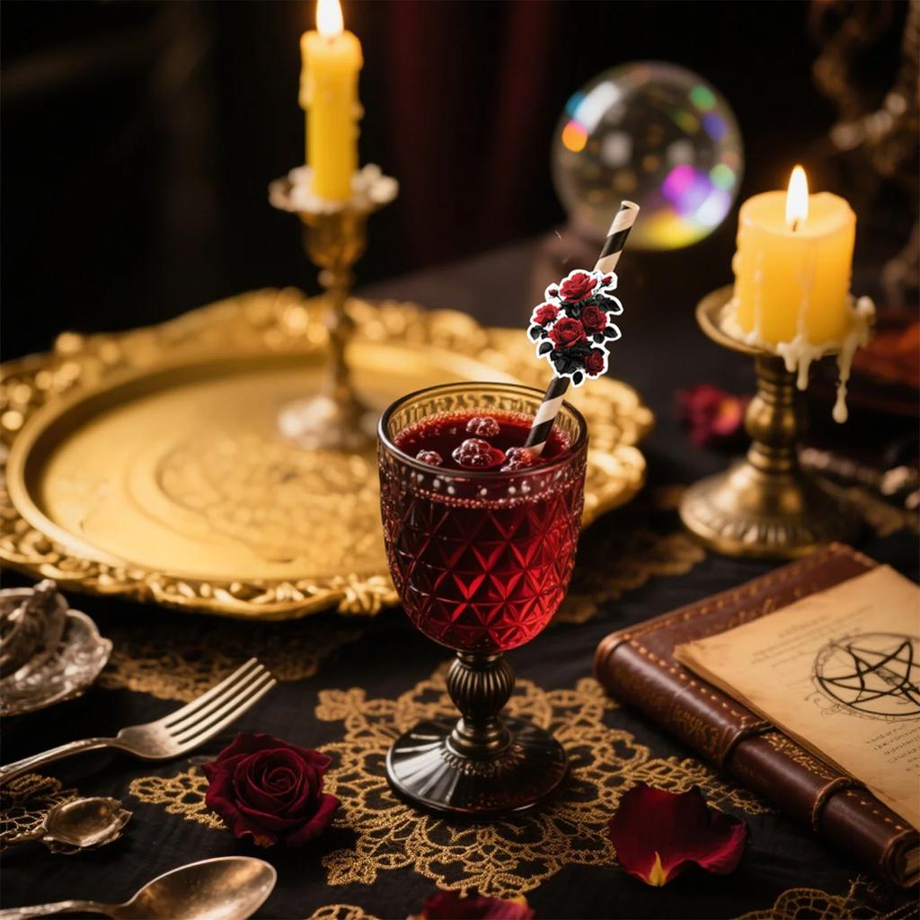 Halloween Theme Gothic Style Paper Straw Party Drink Disposable Decorative Straw Supplies