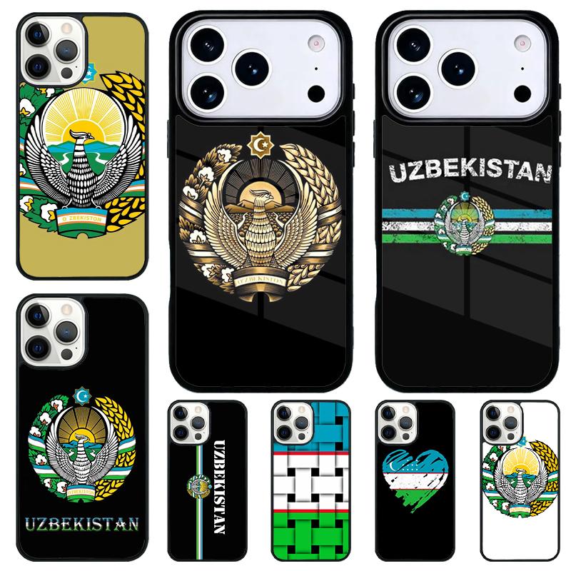 Чехол для телефона с эмблемой национального флага Узбекистана для iPhone 17 Air 16 15 11 12 14 13 Pro Max Ударопрочный чехол