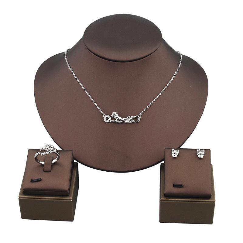 Новый комплект колец-гвоздиков с пятнистым леопардовым принтом для женщин, свадебные аксессуары, женская цепочка на ключицу, ювелирные изделия из розового золота