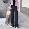 Women's Autumn and Winter Casual Knit Loose High Waist Straight Long Pants