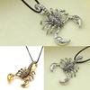 Men's Vintage Punk Carved Scorpion Pendant Faux Leather Cord Short Necklace