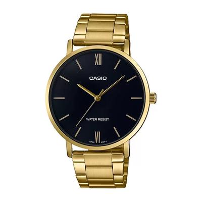 Аналоговые мужские часы золотистые, Gold Analog Men's Watch, Casio