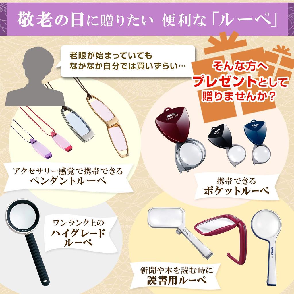 Nikon Портативная лупа-подвеска FP6 Золотая Сделано в Японии Высота 65 x Ширина 24 x Толщина 8 мм FP6-1SP (1.3x/2.6x) (ок.) (в сложенном виде)