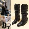 Осенняя и зимняя обувь больших размеров, удобные, на толстой подошве, с толстым каблуком и острым носком, женские сапоги на высоком каблуке