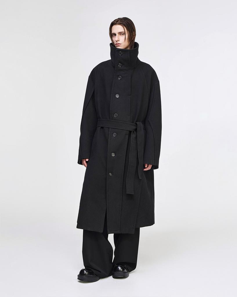 Songzio Collection Cut-Out Wrap Coat Black Sh6Ct711Bk