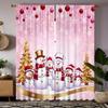 2pcs Set HD Christmas Six Snow Man Decorative Curtains Pink Tie Digital Printed Curtains Home Decoration Style Decorated Livi