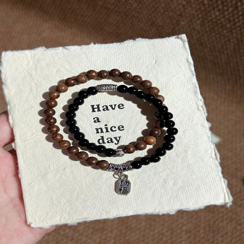 Wooden Beaded Lotus Bracelet Girl's New Chinese Style Bracelet Zen Niche Vintage Bracelet Girlfriend