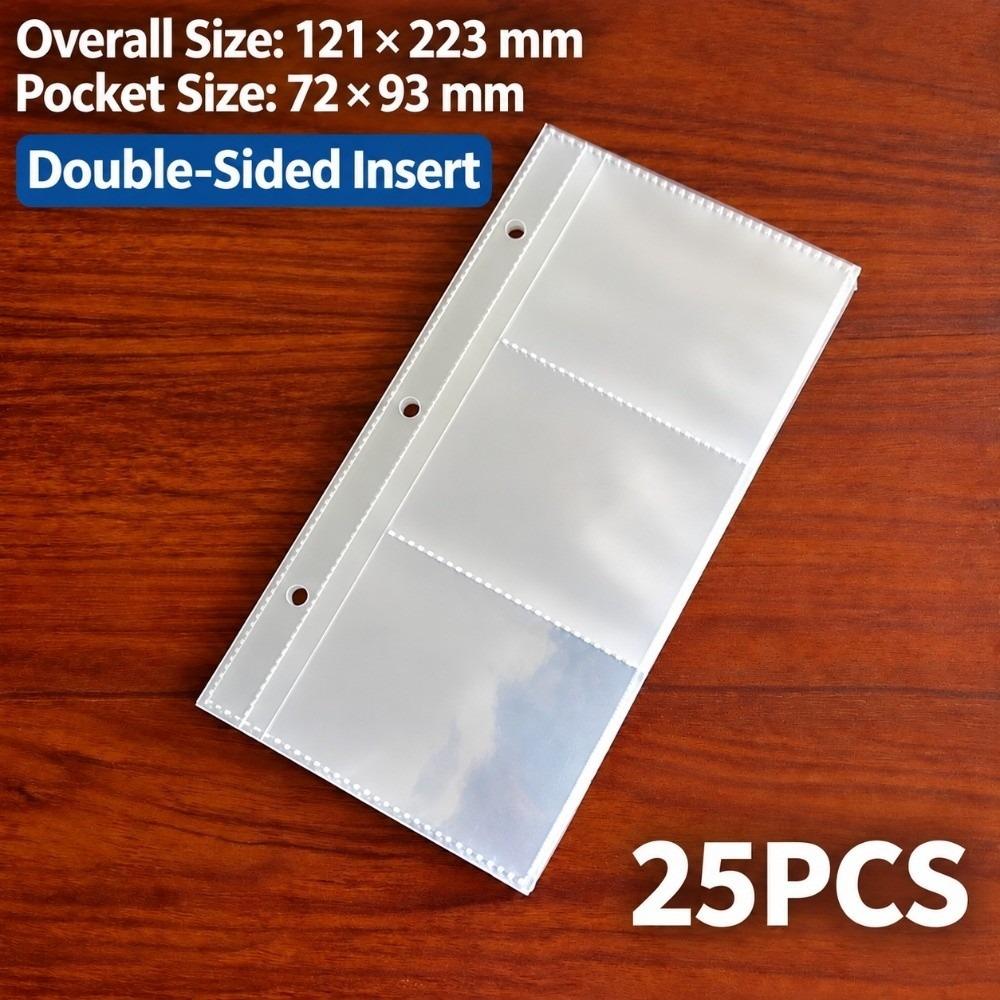 Water Resistant A6 Card Sleeves Double Sided 3 Holes Binder Insert Transparent Card Page Card Collection
