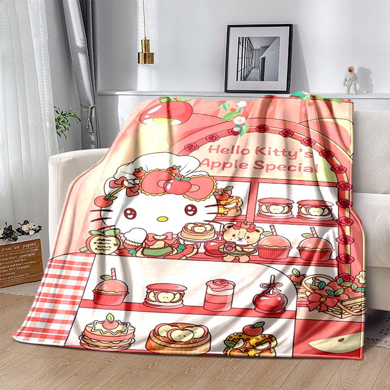 1pc Sweet Celebration Hello Kitty's Home Decor Blanket, Living Room, Travel, Camping, Car Blankets, Beach, Office Naps, Gift Blanket Cartoon Throw, Un