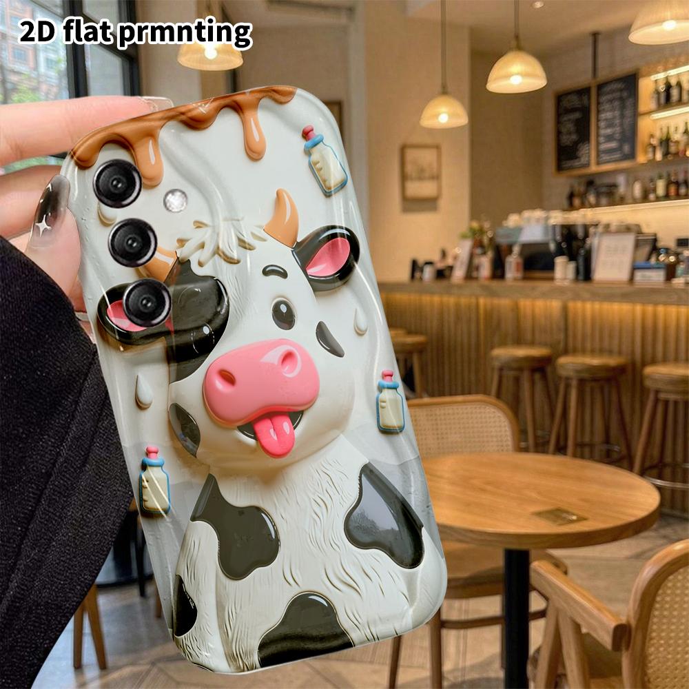 Phone case: 2D flat, suitable for Samsung Galaxy A34 A35 M05 M06 S20 S22 S21 FE Plus 5G protective case, black and white small floral cow, perfect Chr