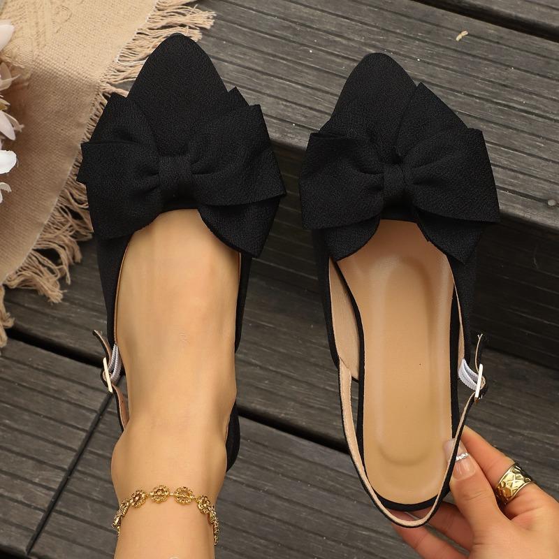Summer Flat-bottomed Bow Bag Head Sandals New European and American Large-size Pointed Back Empty Sandals Women