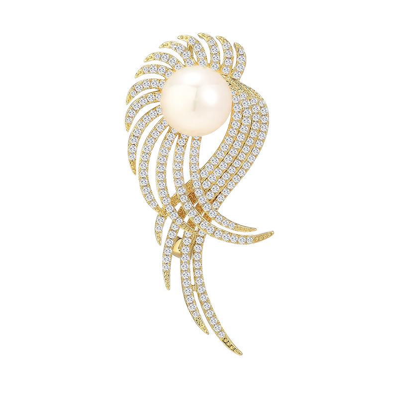 Angel Wings Pearl High-End Temperament Brooch Simple Atmosphere Retro Suit Corsage Coat Versatile Pin