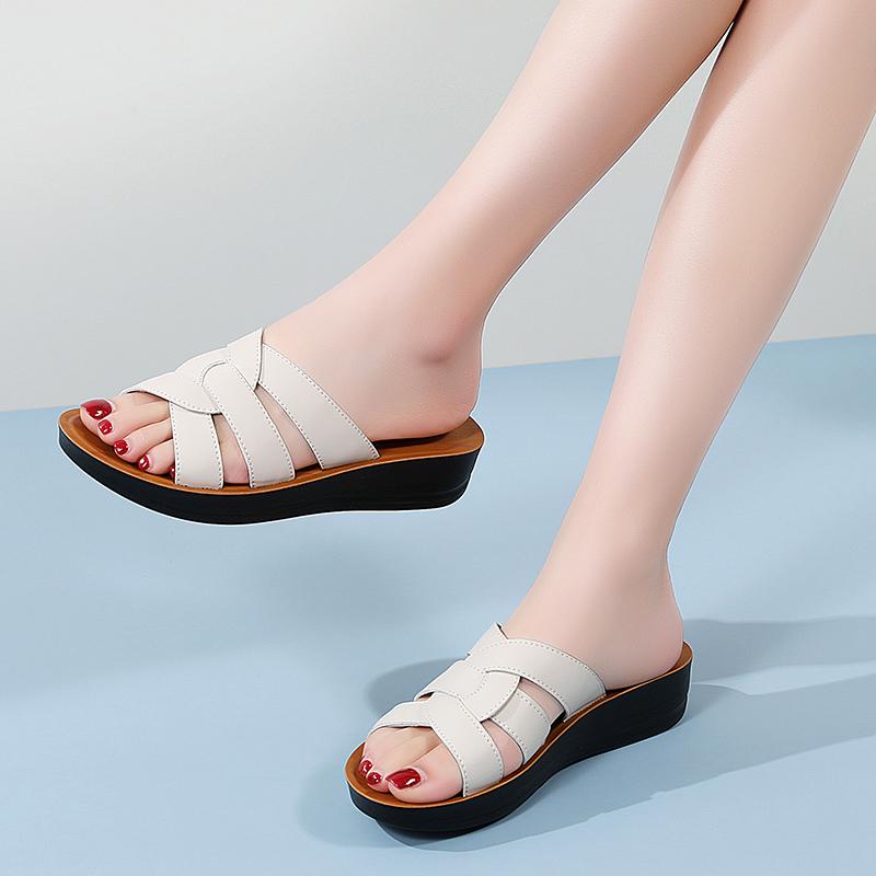 Большие летние женские нескользящие и износостойкие модные сандалии на толстой подошве, размеры 35–43, женские тапочки, обувь для мам