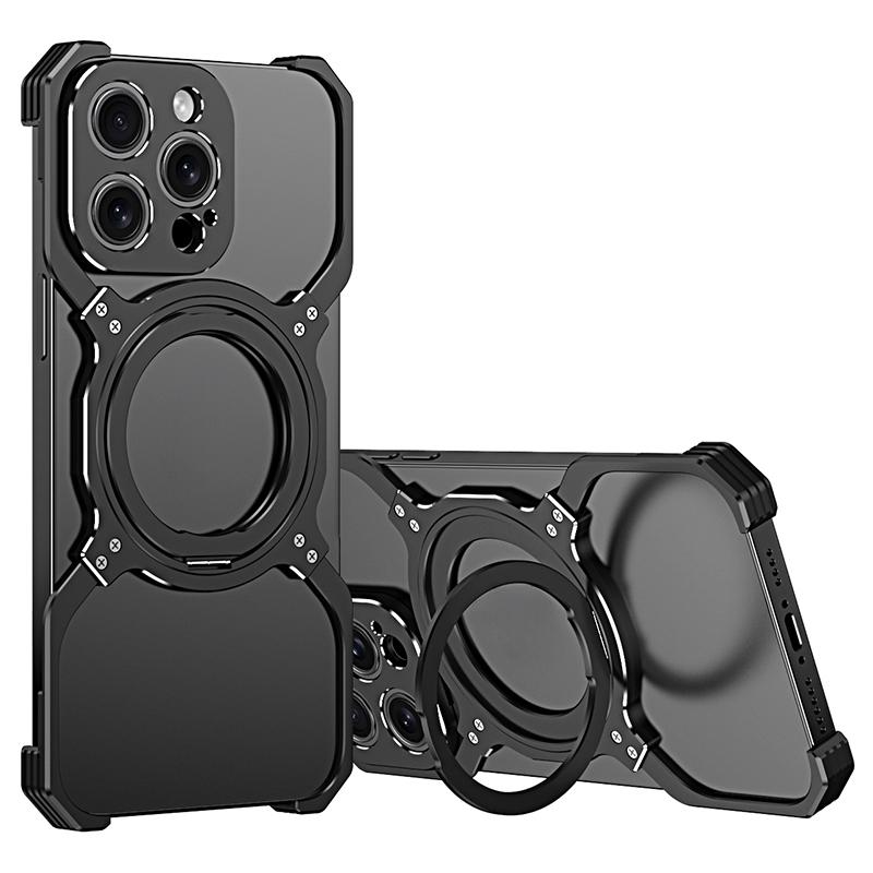 Чехол-подставка для iPhone 14 Pro Безрамочный металлический бампер Чехол для телефона Совместимый с MagSafe