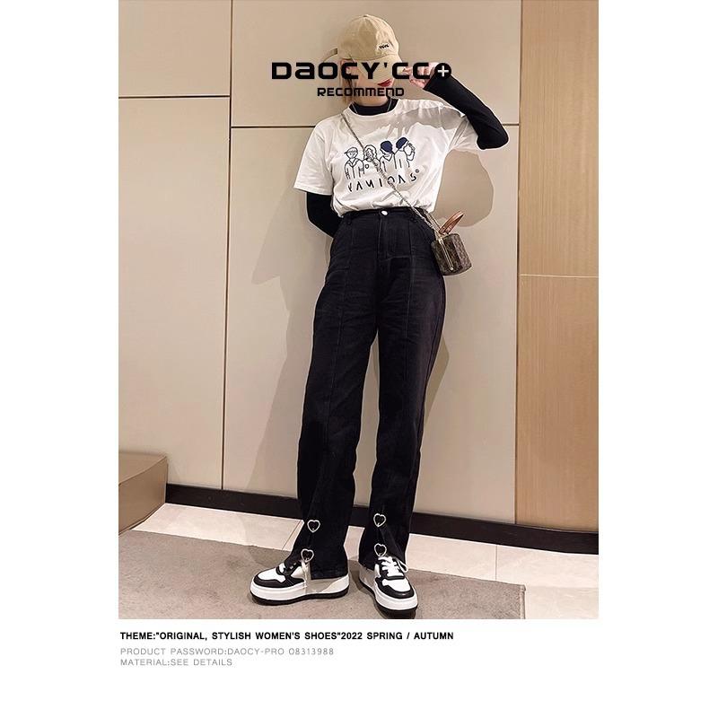 Luji Leather Panda Board Shoes Women's 2024 Spring New Ins Internet Celebrity Students Casual Versatile Platform White Shoes