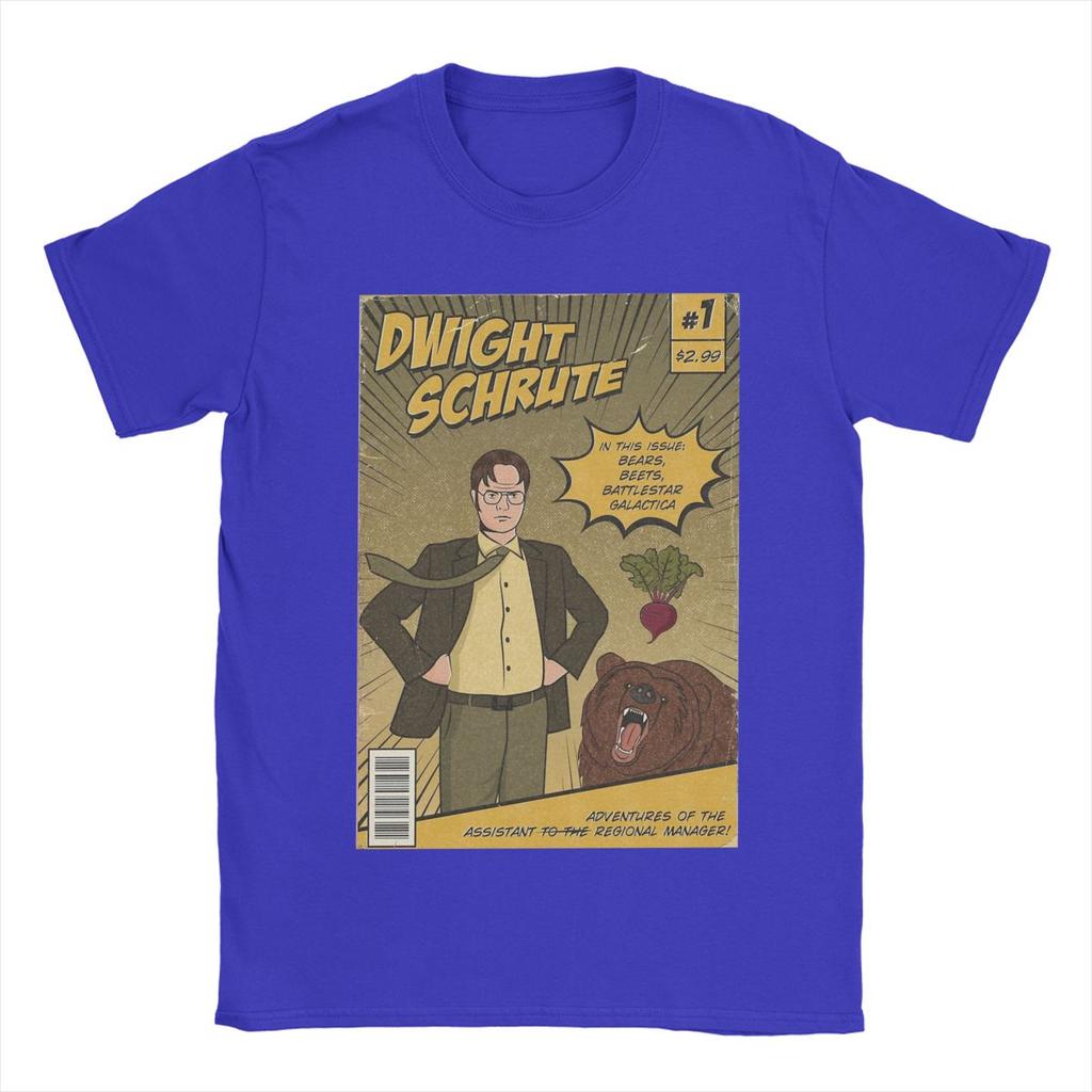 Мужская футболка Dwight Schrute Comics Vintage Cotton Tee Shirt Short Sleeve The Office Tv Series T Shirts O Neck Clothes Graphic
