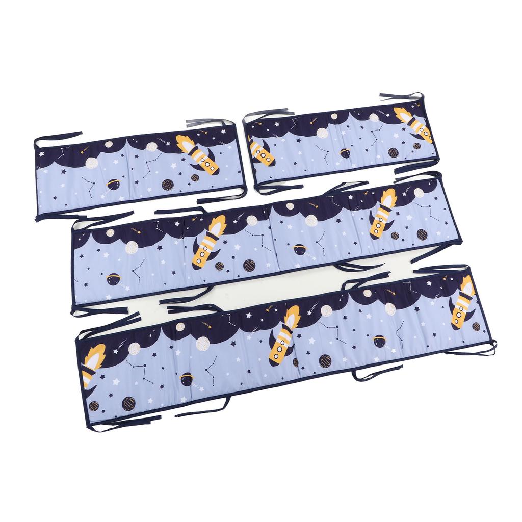 Crib Liner Four Sided Cute Printed Soft Breathable Crib Bumpers Pads for Newborn Toddler Style 2