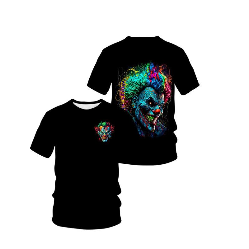 2024 новая модель, Amazon внешняя торговля 3D цифровая печать клоун футболка персонаж, европейские и американские модные мужские футболки оптом