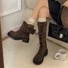 Retro boots women's 2025 autumn new belt buckle knight boots but knee but knee two wear boots boots