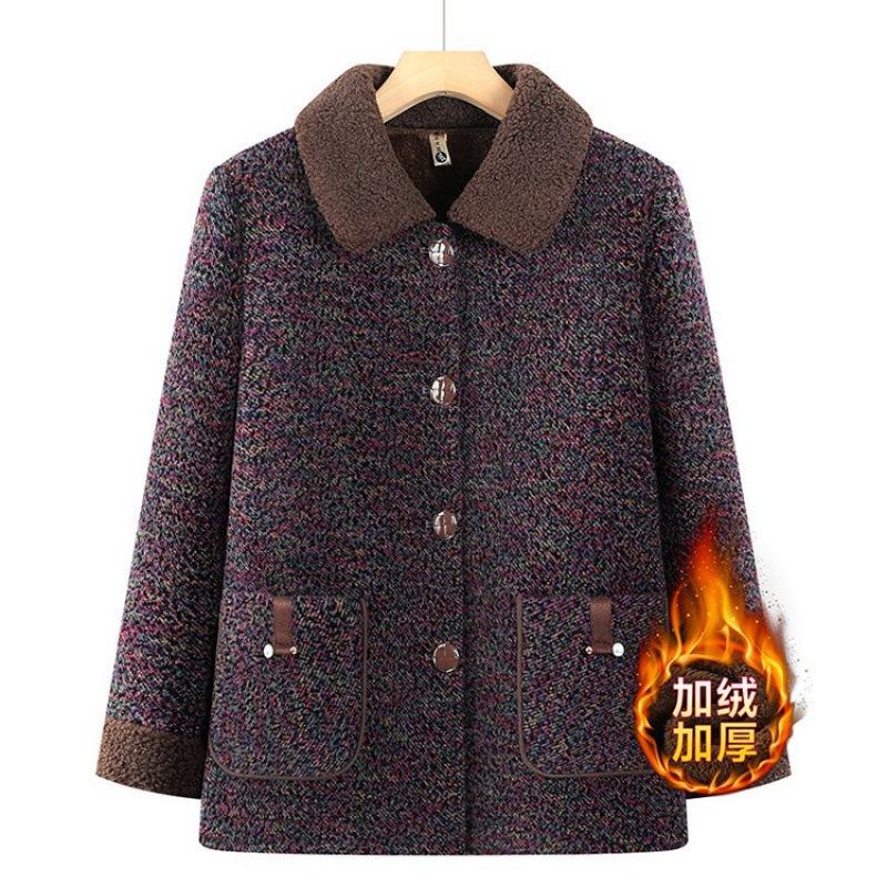 Пальто зимняя одежда осень и зима плюшевый утолщенный шерстяной топ норковая одежда пожилая женщина теплая