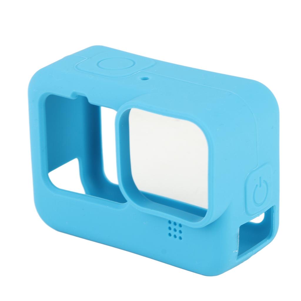 Soft Silicone Protective Case Cover Safety Wrist Lanyard with Camera Lens Cap for GoPro 9Blue
