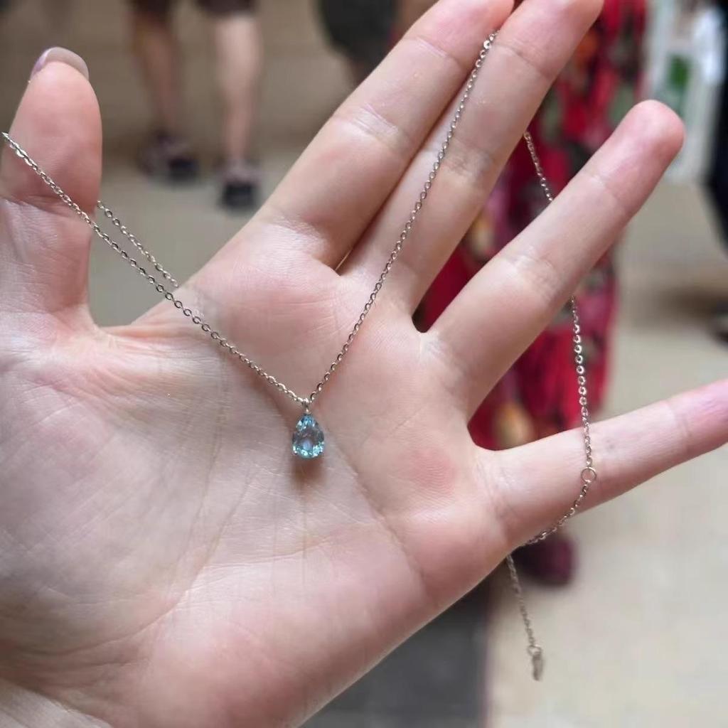 2025 Blue Water Drop Clavicle Choker Necklace for Women - Elegant Light Luxury Accessory