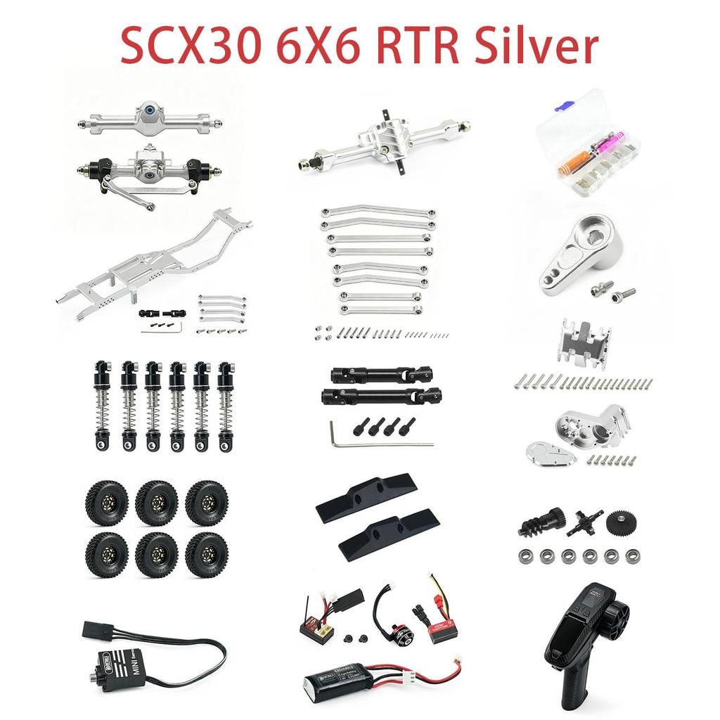 SCX30 V4 Серебристое шасси 6x6 с полной кабиной LC79 Комплект RTR