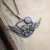 Vintage Owl Pendant Necklace Featuring Intricate Stone Inlay Ornament for Unique Styles and Personalize Expression