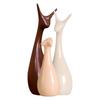 Home Decor Lucky Deer Statue Family Piano Finish Ceramic Figures - (Set of 3, Brown, Cream Color)
