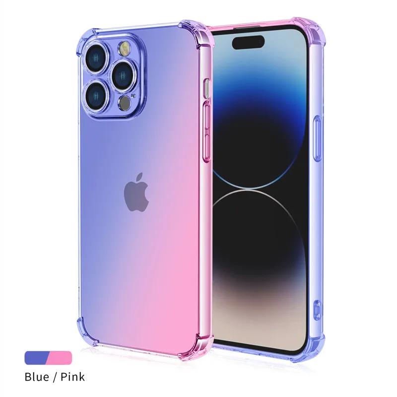 Чехол-бампер с градиентом из ТПУ для For Iphone 16 16e 1 Pro Max 14 Plus 13 12 Mini 11 XR XS Max SE, противоударный чехол Fundas Coque