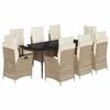VidaXL Ensemble à Manger de Jardin avec Coussins 9 pcs, Table et Chaise de Terrasse, Meubles de Patio, Mobilier d'Extérieur, 3213243