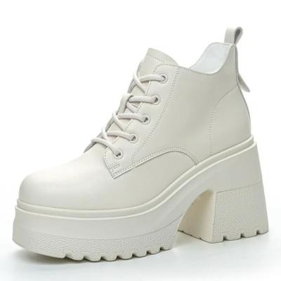 10 см новые женские весенние ботильоны из микрофибры и кожи на платформе до колена, зимняя мода, осень, плюшевые туфли на толстой подошве