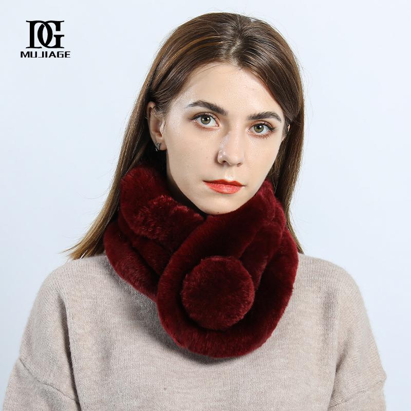 Rabbit Fur Scarf Neck Women's Winter Korean Version Thickened Versatile Winter Double Sided Rex Rabbit Fur Fur Scarf Neck