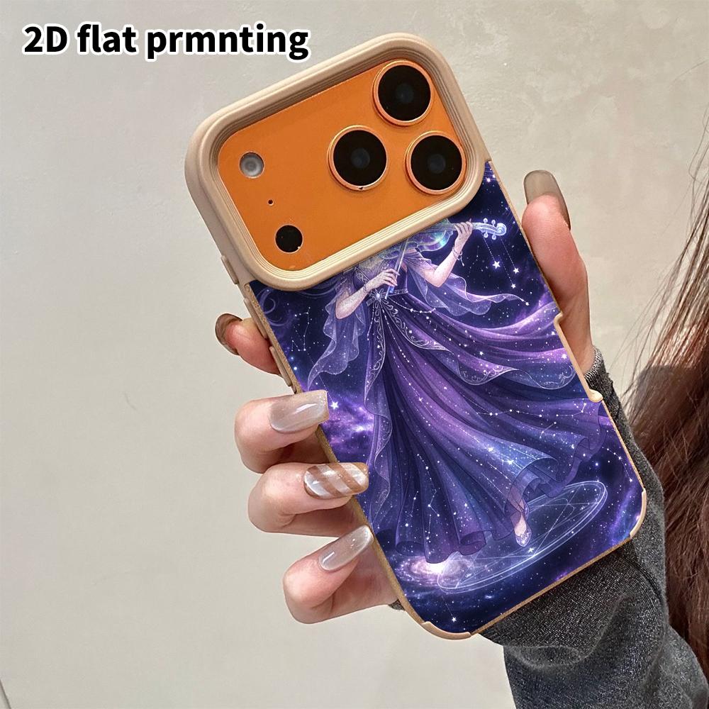 Phone Case: 2D flat lambskin suitable for iPhone 18 17 16 15 14 13 Pro protective case, girl in purple dress, Christmas and Halloween gifts
