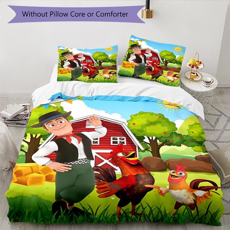 3pcs La Granja de Zenon Design Cover Set - HD Printed Bedding with 1 Cover and 2 Pillowcases - Perfect for Home and Dorm Decor