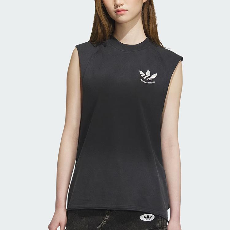 adidas Originals Ретро Ss25 С логотипом с эффектом стирки Свободный крой Круглый вырез Без рукавов Жилет Унисекс Топы KC0291