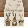 Happy Easter Bunny Placemats Gnome Rabbit Burlap Table Runner Spring Easter Party Table Decoration Reusable Table Runner