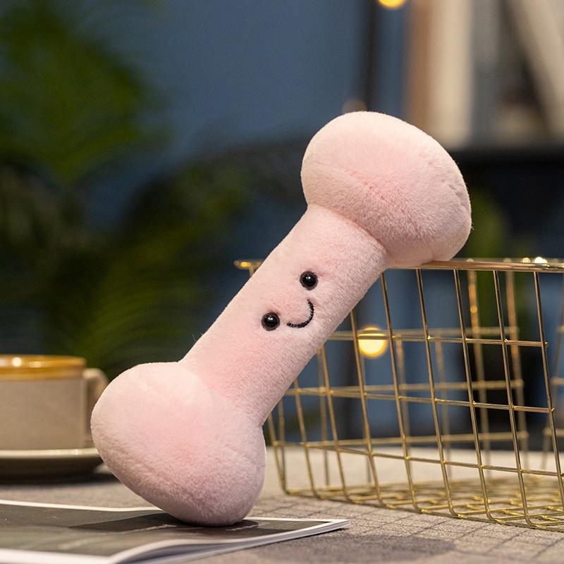 Cute Kettle-bell Dumbbell Plush Pillow Stuffed Smiling Face Fitness Sports Equipment Plushie Home Decor Men Gift
