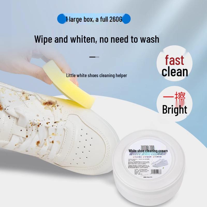 White Shoe Cleaner & Whitening Paste with Special Brush for Stain Removal, Polishing, Deoxidizing, and Anti-Yellowing.