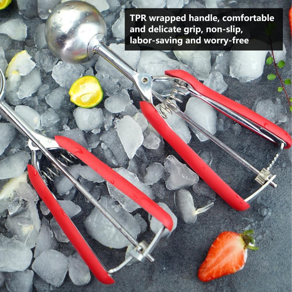 3pcs set Trigger Release Ice Cream Scoop Set Stainless Steel Stainless Steel Scoop  Food Preparation