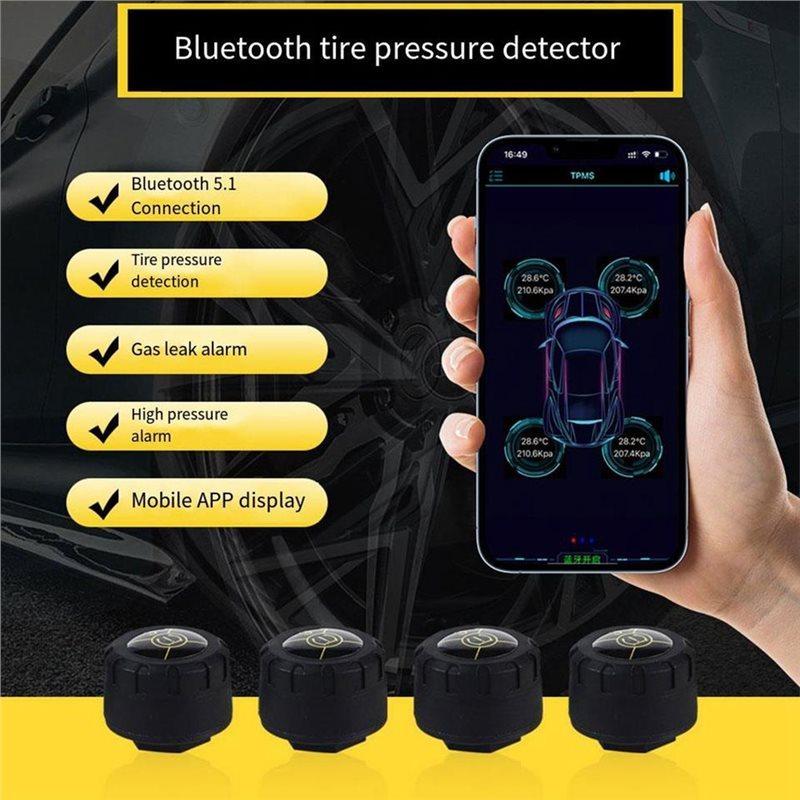 For Android/For IOS Compatible 4 External Motorcycle TPMS Bluetooth 5.1 Tire Pressure Monitoring Sensors