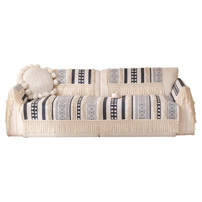 Cotton and Linen Sofa Cushion, Four-season Universal Non-slip Seat Cushion, Bohemian Wind B & B Thickened Linen Sofa Cover Cloth