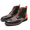 Retro Leather Handmade Patchwork Ankle Boots Fashion Business Formal Men Chelsea Boot Casual Platform Shoes Man 2024 Fall Winter