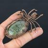 Натуральный моховой пренит Камень Ручная работа Медная проволока Оплетка Кулон Паук 2.56" O6E95